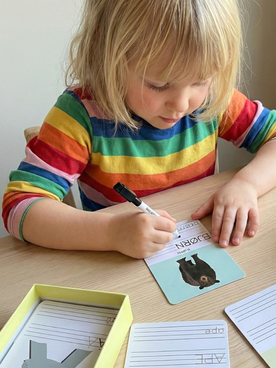 Barnas oppgavekort med bokstaver