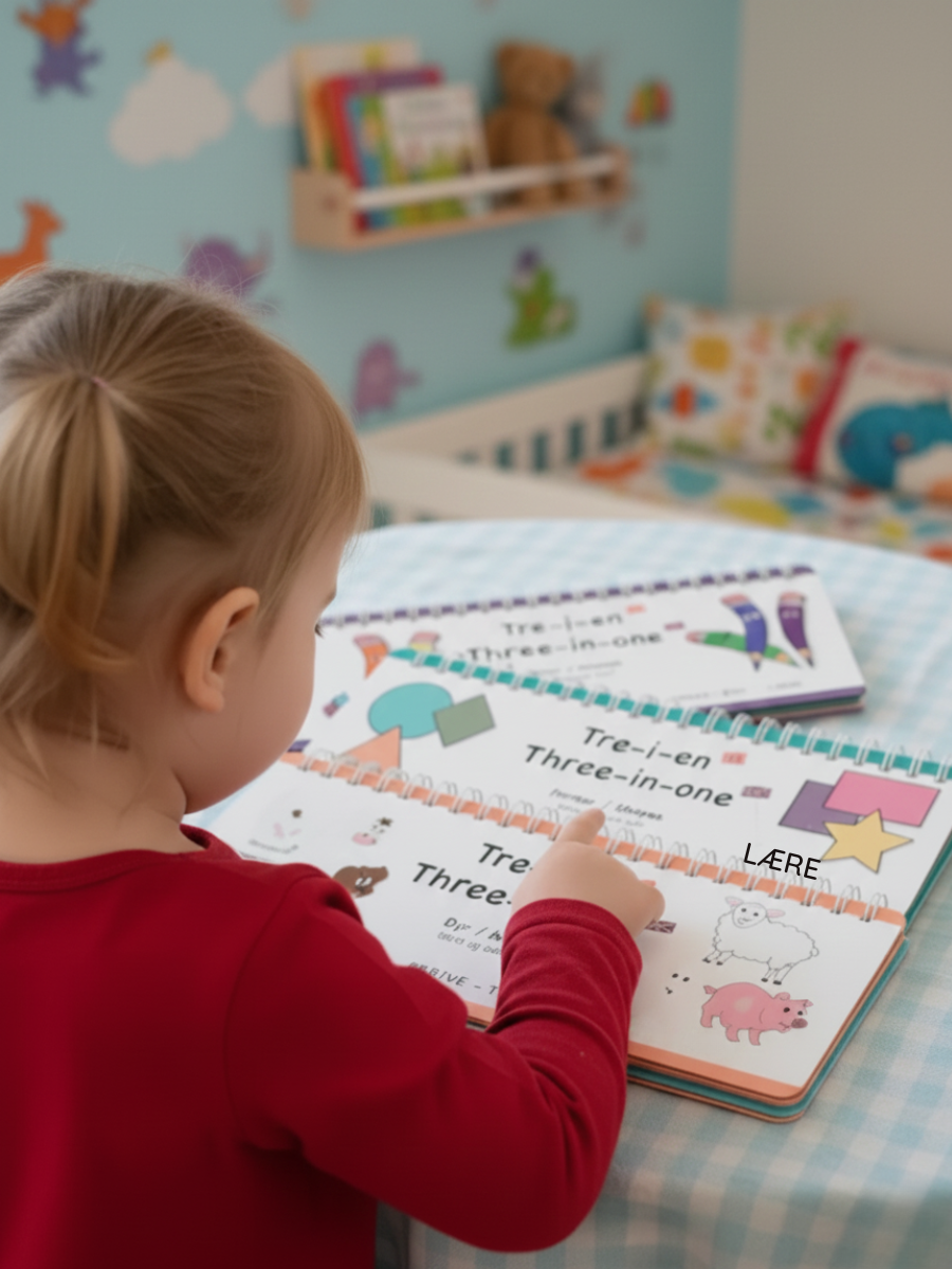 3 bøker - Farger, former og dyr - Engelsk og norsk