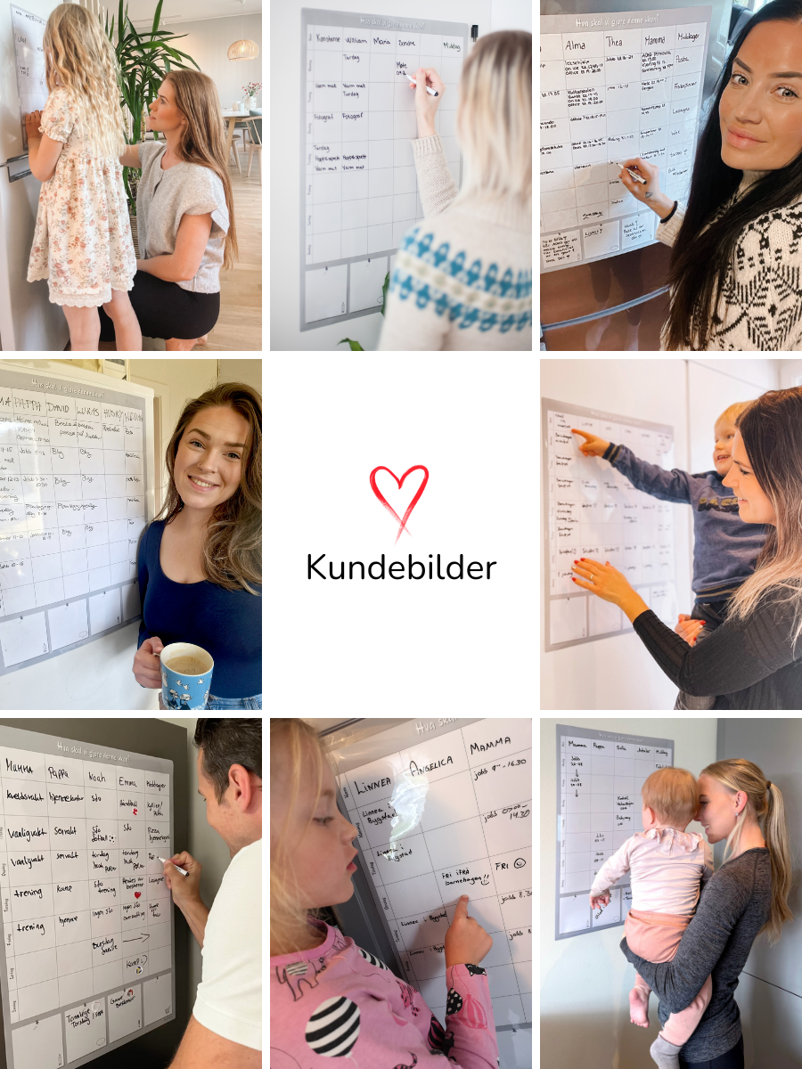 Stor ukeplan - Familieplanlegger til vegg og kjøleskap