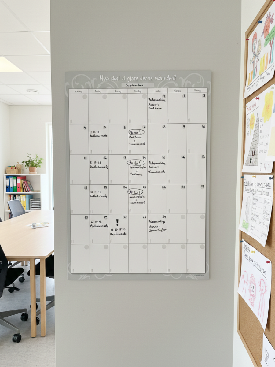 Månedsplan - Familieplanlegger til vegg og kjøleskap