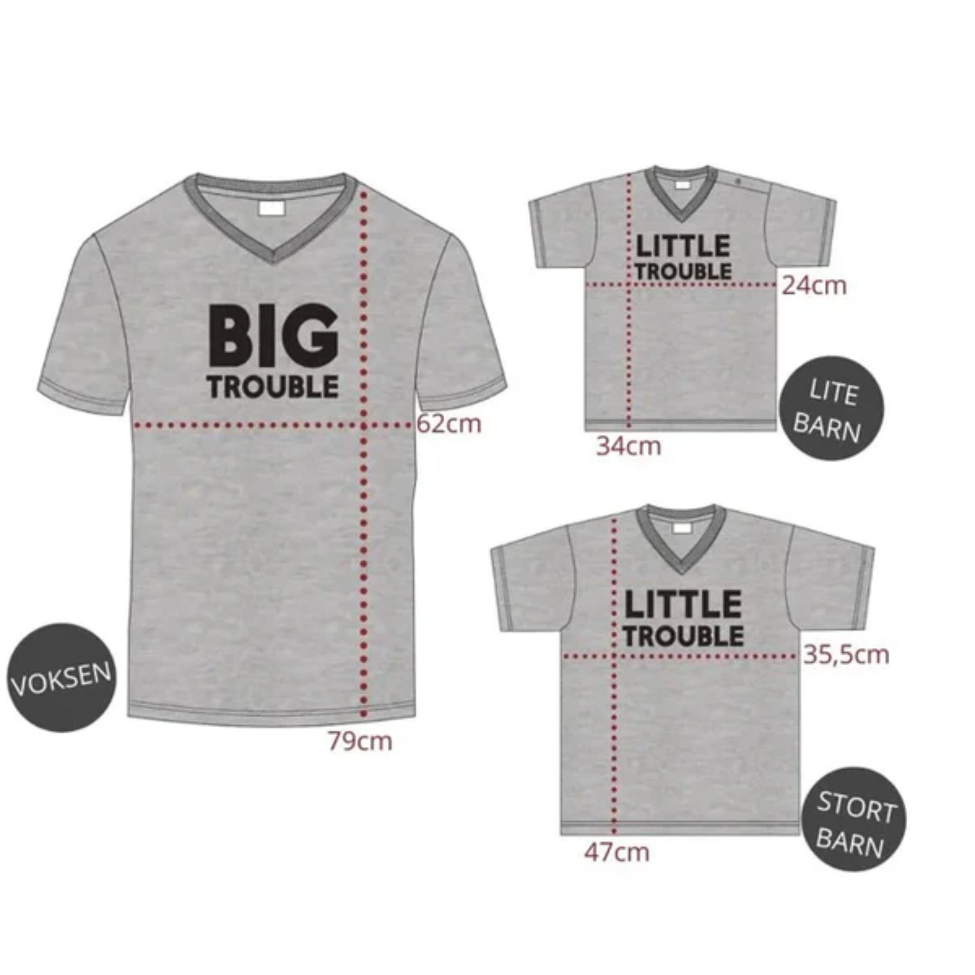 Matchende T-skjorter - Big trouble, little trouble