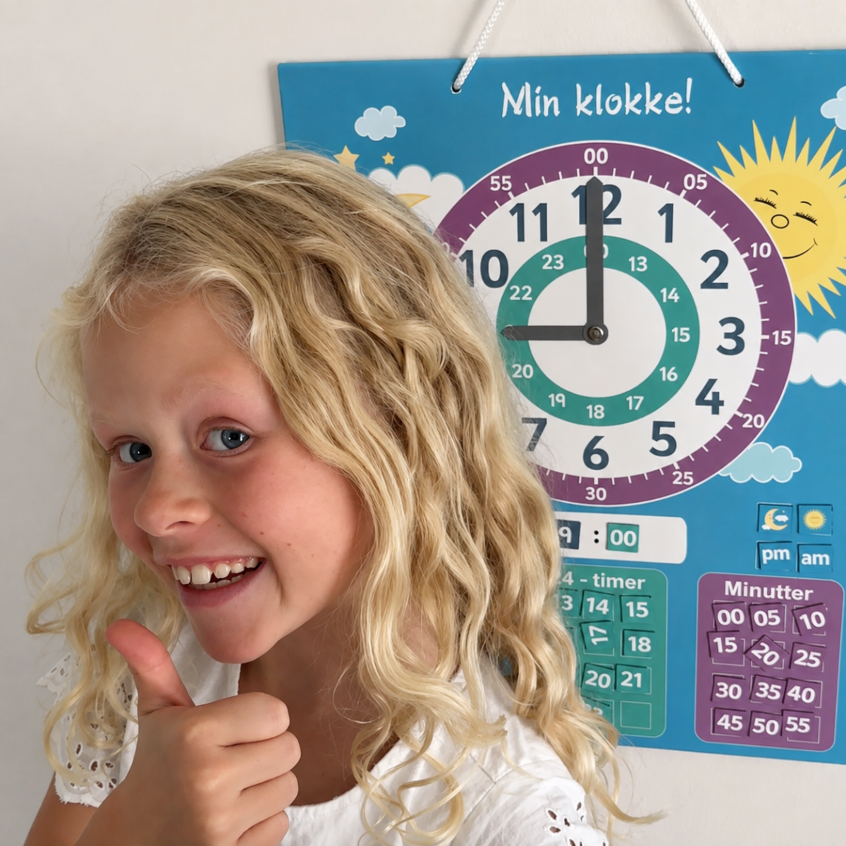 Klokketavle til barn - Lær analog og digital klokke