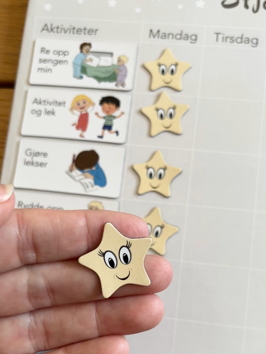 Nærbilde av en stjerne på stjernedryss kalenderen til barn.