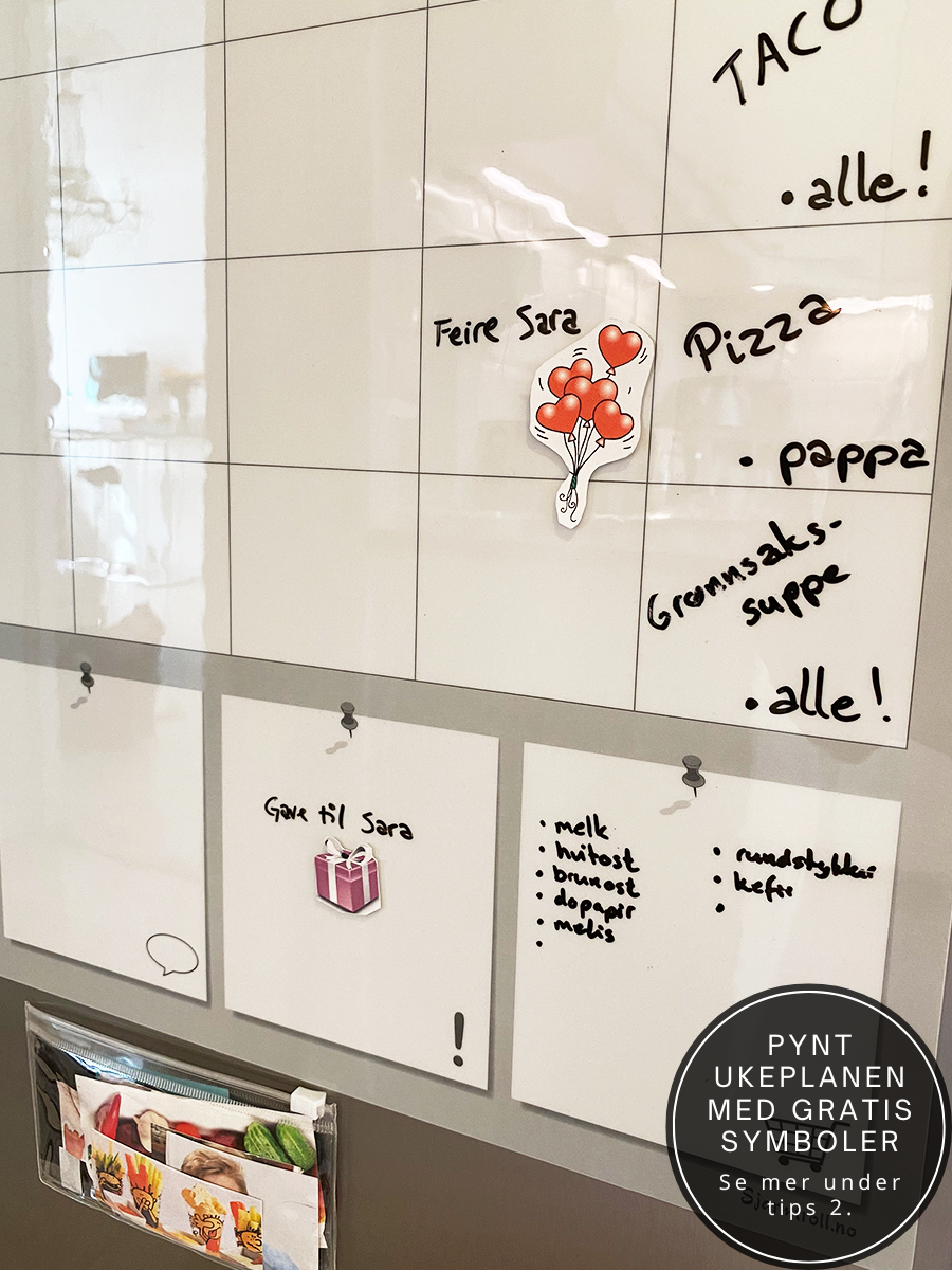 Stor ukeplan - Familieplanlegger til vegg og kjøleskap