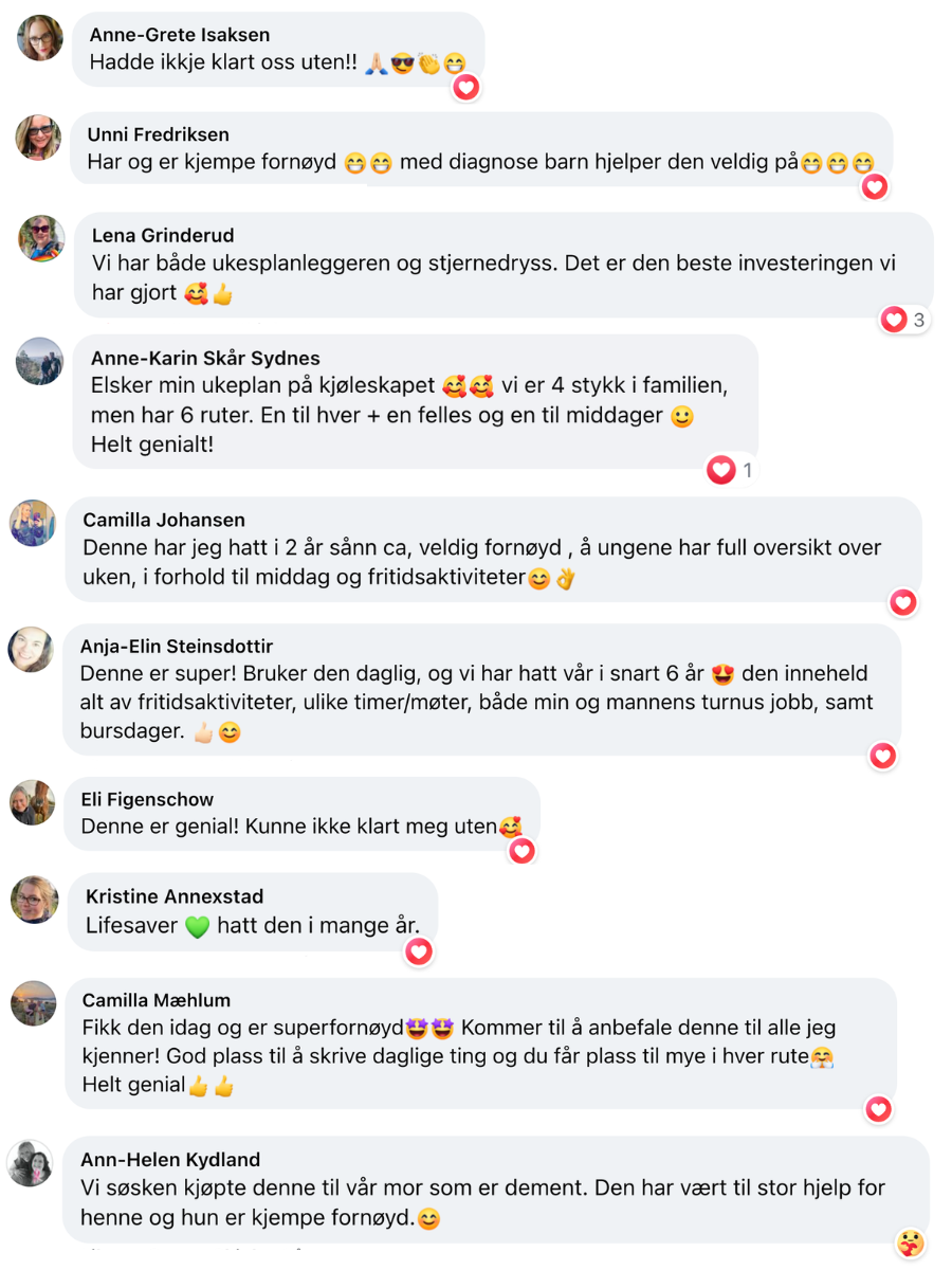 Stor ukeplan - Familieplanlegger til vegg og kjøleskap