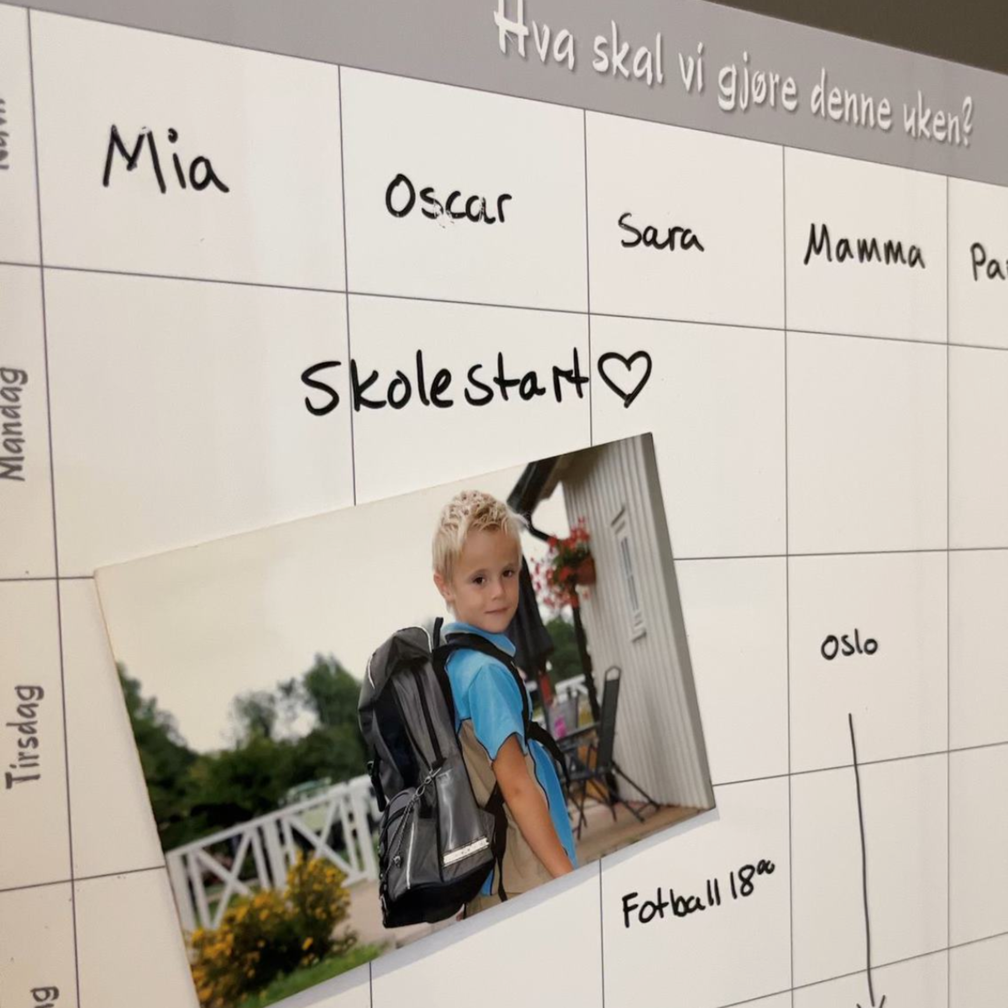 Stor ukeplan - Familieplanlegger til vegg og kjøleskap