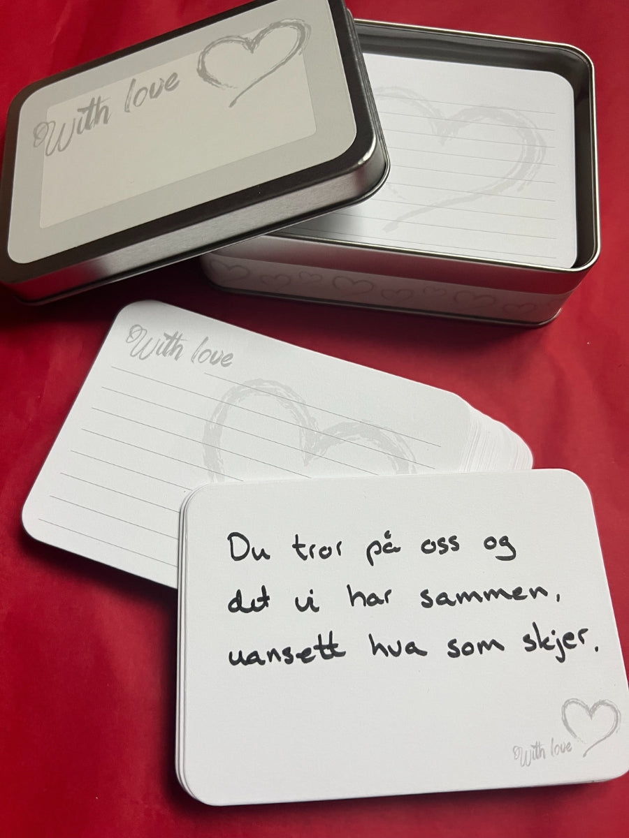 Jeg er glad i deg fordi - Minneboks med kort til å fylle ut