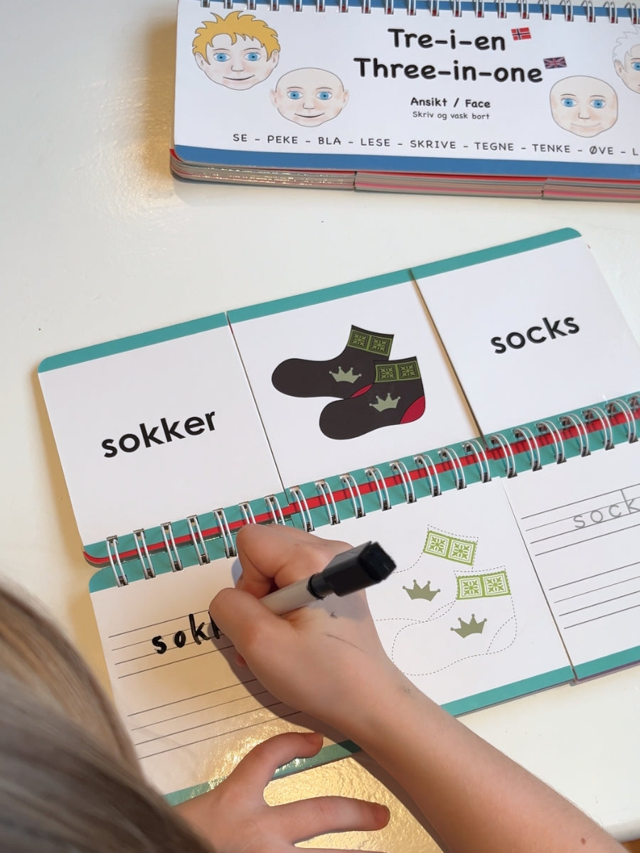 3 bøker - Følelser, ansikt og klær - Engelsk og norsk