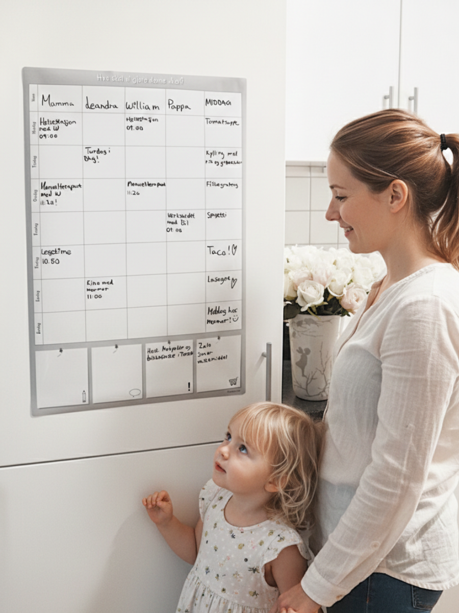 Stor ukeplan - Familieplanlegger til vegg og kjøleskap