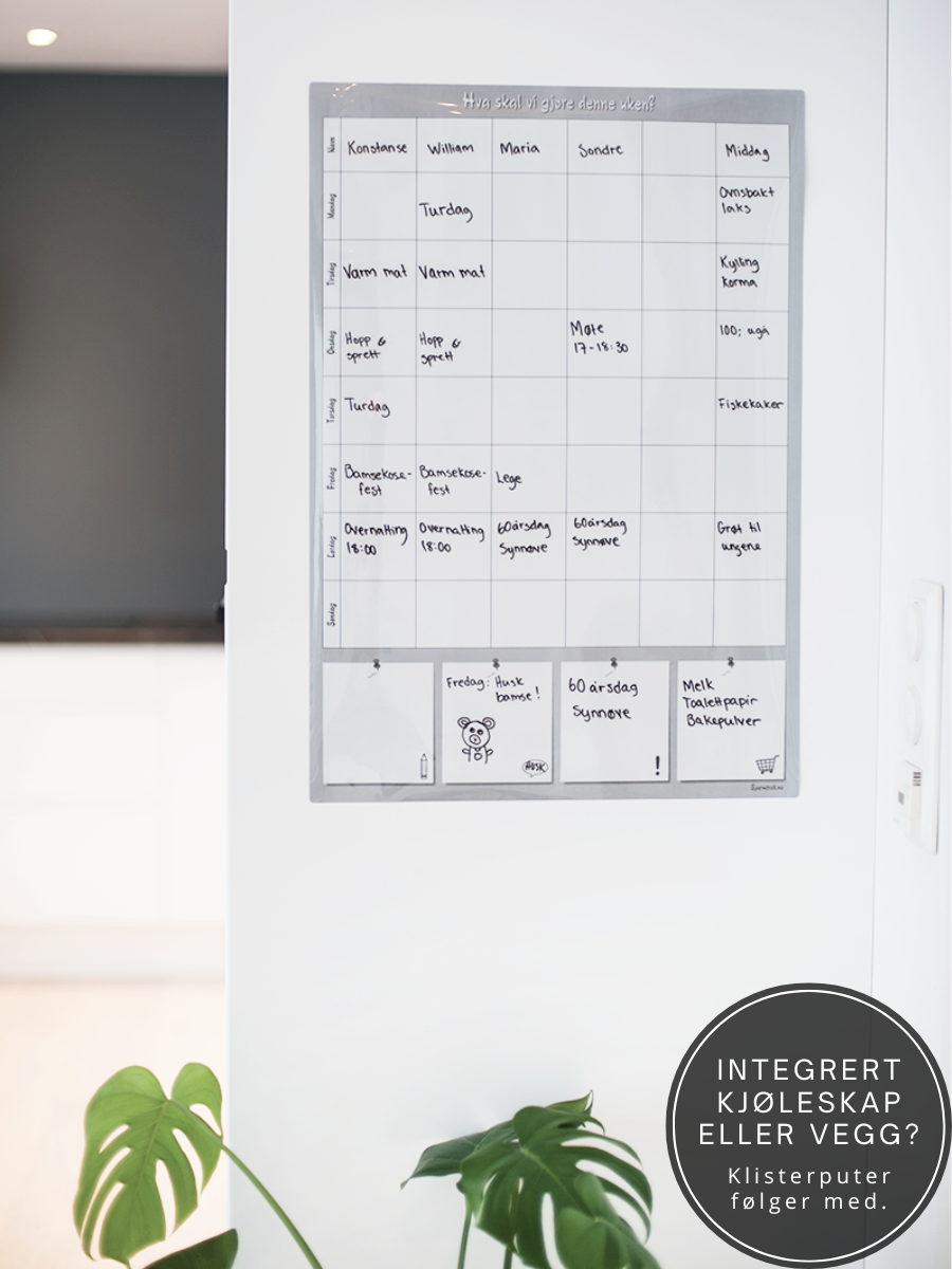 Stor ukeplan - Familieplanlegger til vegg og kjøleskap